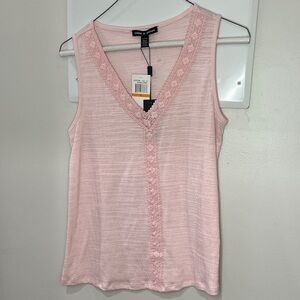 Croft & Barrow Pink Lace Trim Tank Top